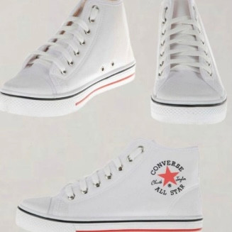 کفش کتانی آلستار مردانه زنانه ساق بلند سفید All STAR