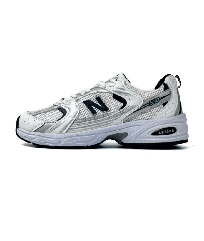 کفش کتانی مردانه زنانه نیوبالانس ۵۳۰ سفید سورمه ایی New balance