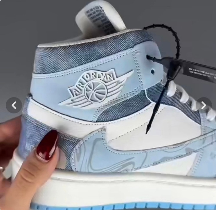 کفش کتانی مردانه زنانه نایک جردن وان ساقدار نورث فیس آبی Nike Jordan 1