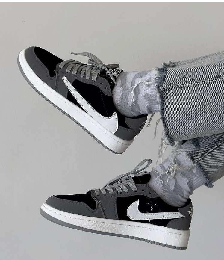 کفش کتانی مردانه.زنانه نایکی جردن1 لو ترویس طوسی مشکی Nike Jordan 1 Travis