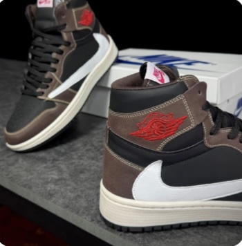 کفش کتانی ست نایکی جردن ۱ ترویس ساقدار موکا Nike Jordan 1 Travis