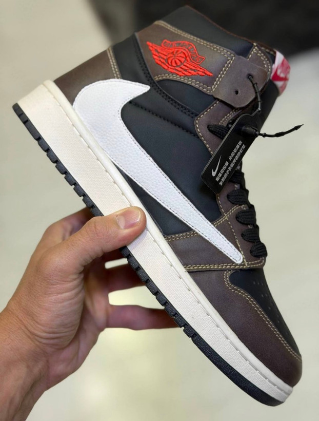 کفش کتانی ست نایکی جردن ۱ ترویس ساقدار موکا Nike Jordan 1 Travis