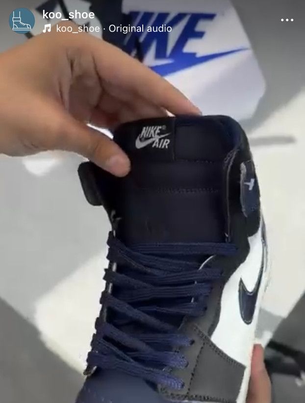 کفش کتانی مردانه زنانه نایک ایر جردن 1 ساقدار سفید سورمه ایی Nike Air Jordan 1