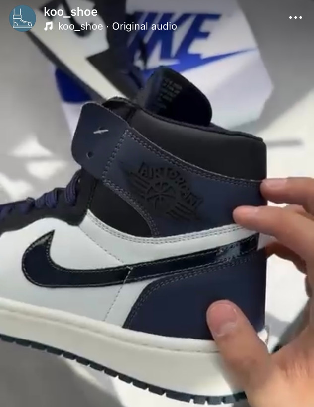 کفش کتانی مردانه زنانه نایک ایر جردن 1 ساقدار سفید سورمه ایی Nike Air Jordan 1