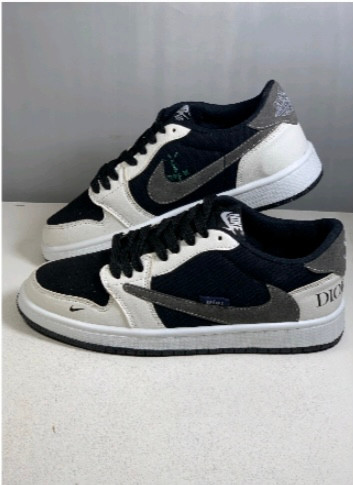 کفش کتانی مردانه زنانه ترویس دیور کاستوم مشکی Nike Air Jordan 1