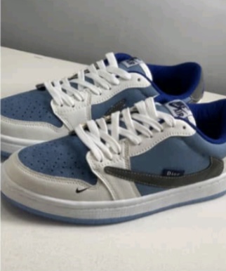 کفش کتانی مردانه زنانه ترویس دیور کاستوم آبی Nike Air Jordan 1