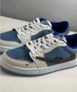 کفش کتانی مردانه زنانه ترویس دیور کاستوم آبی Nike Air Jordan 1