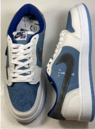 کفش کتانی مردانه زنانه ترویس دیور کاستوم آبی Nike Air Jordan 1