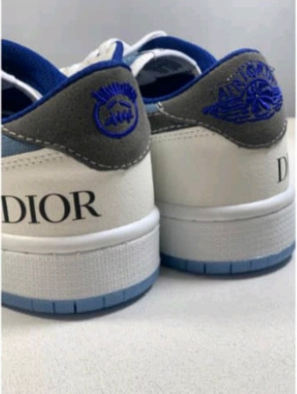 کفش کتانی مردانه زنانه ترویس دیور کاستوم آبی Nike Air Jordan 1
